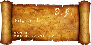 Dely Jenő névjegykártya
